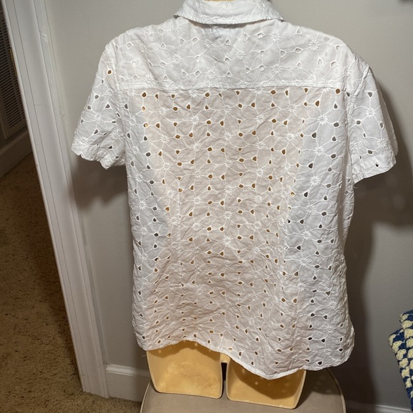 Additions by Chicos Cottage Core White Eyelet Button-Up Shirt - Picture 2 of 7